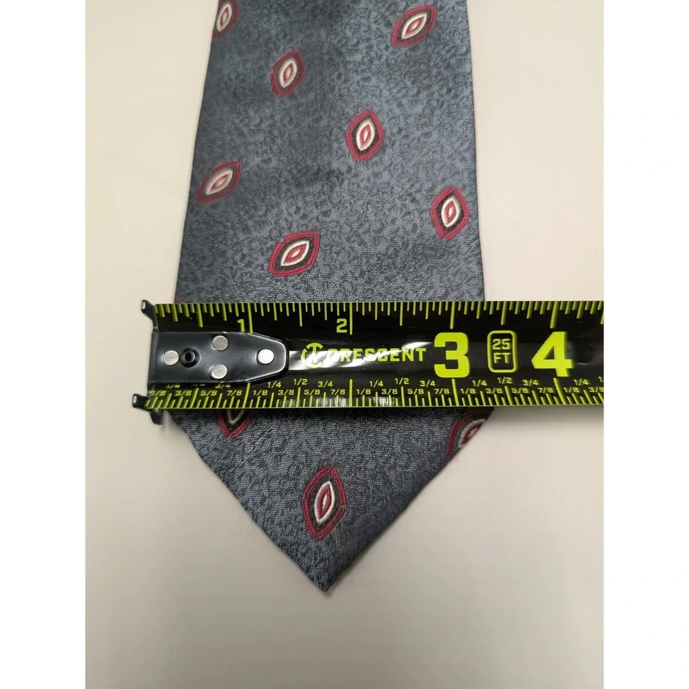 Christian Dior Monsieur Men's Tie Gray Red Geometric Silk Blend Made USA